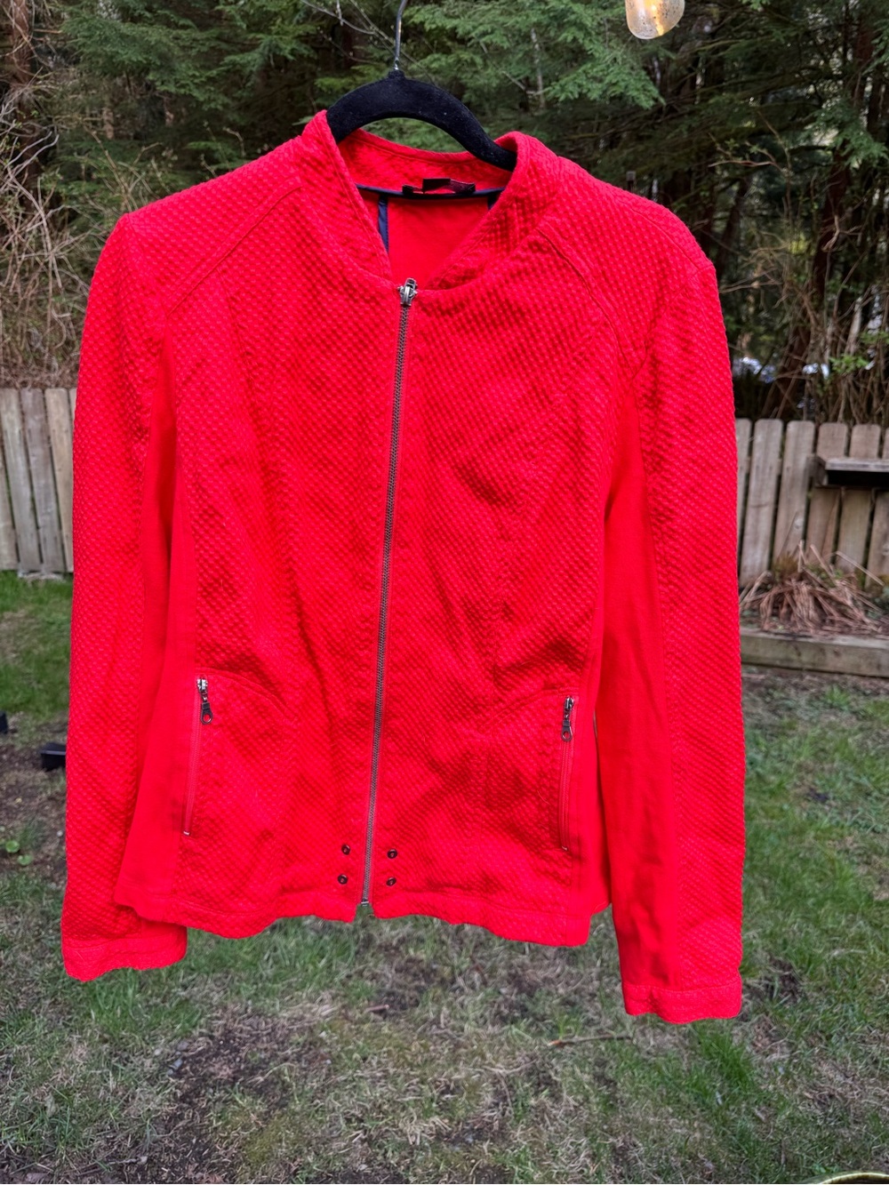 Tribal Bright Red Textured Zip-Front Jacket